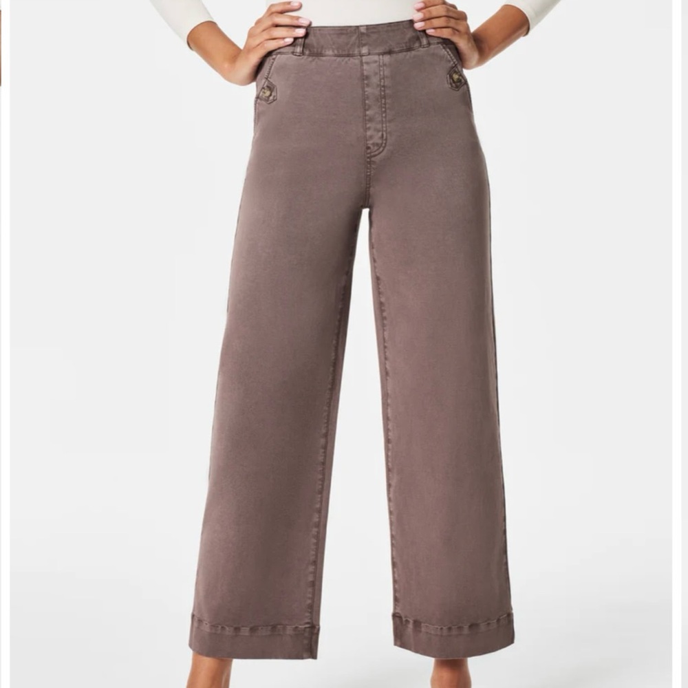 Spanx cropped twill pants in color smoke